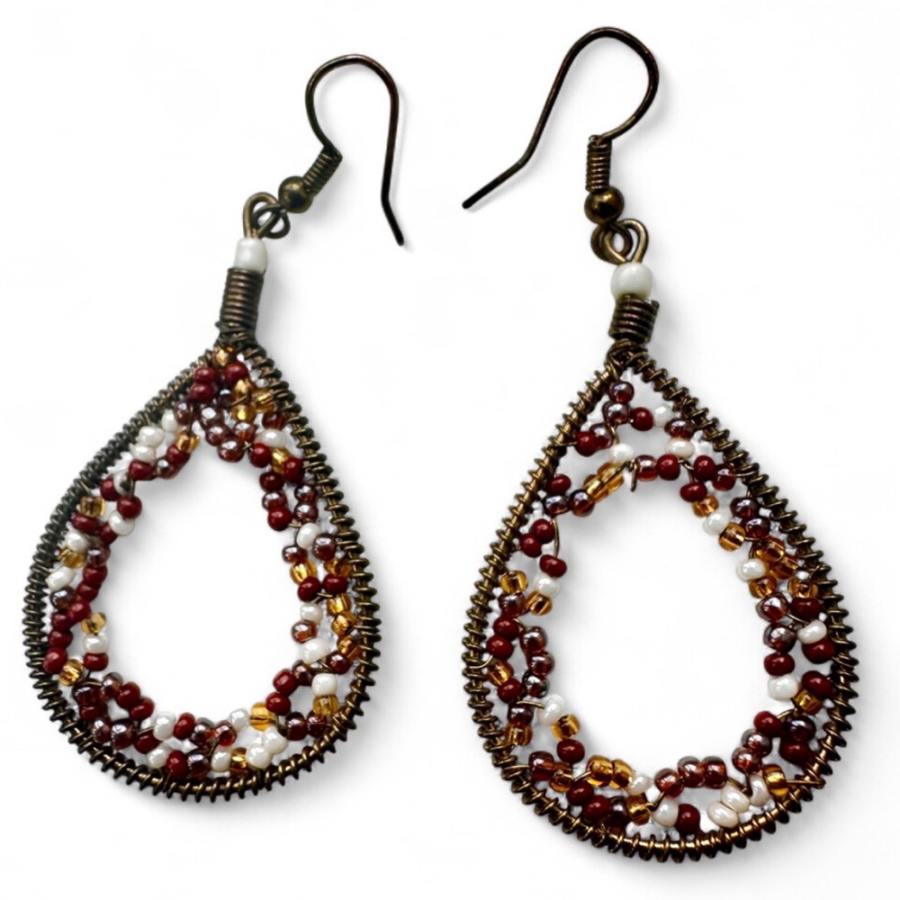 Large Beaded Teardrop Earrings